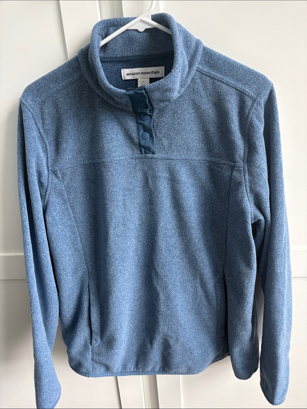 Amazon Essentials Women’s Blue Snap-Placket Fleece Pullover